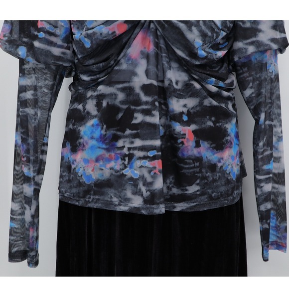 NWT Scarlet Darkness Puffed Sleeve Ruched‎ Soft Mesh Top Black 2X Goth - Picture 3 of 9